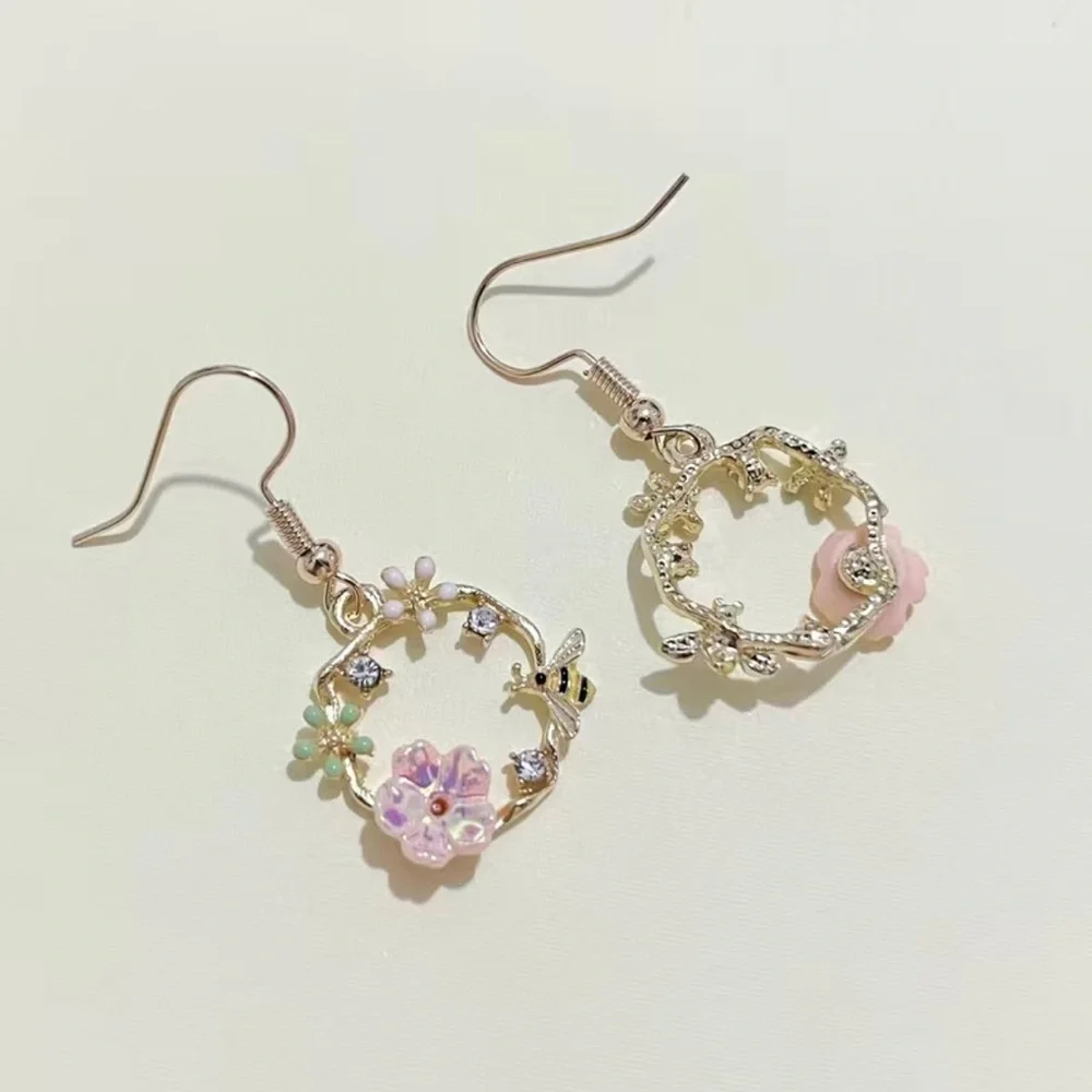 Bee Flower Drop Earrings